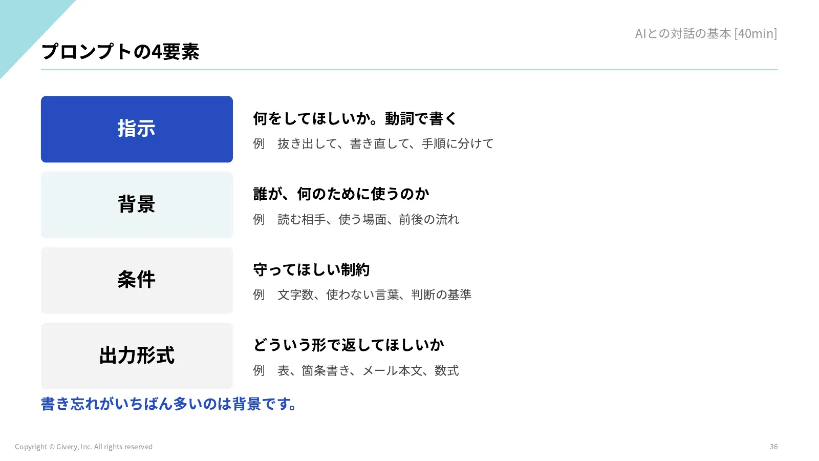 36ページ プロンプトの4要素